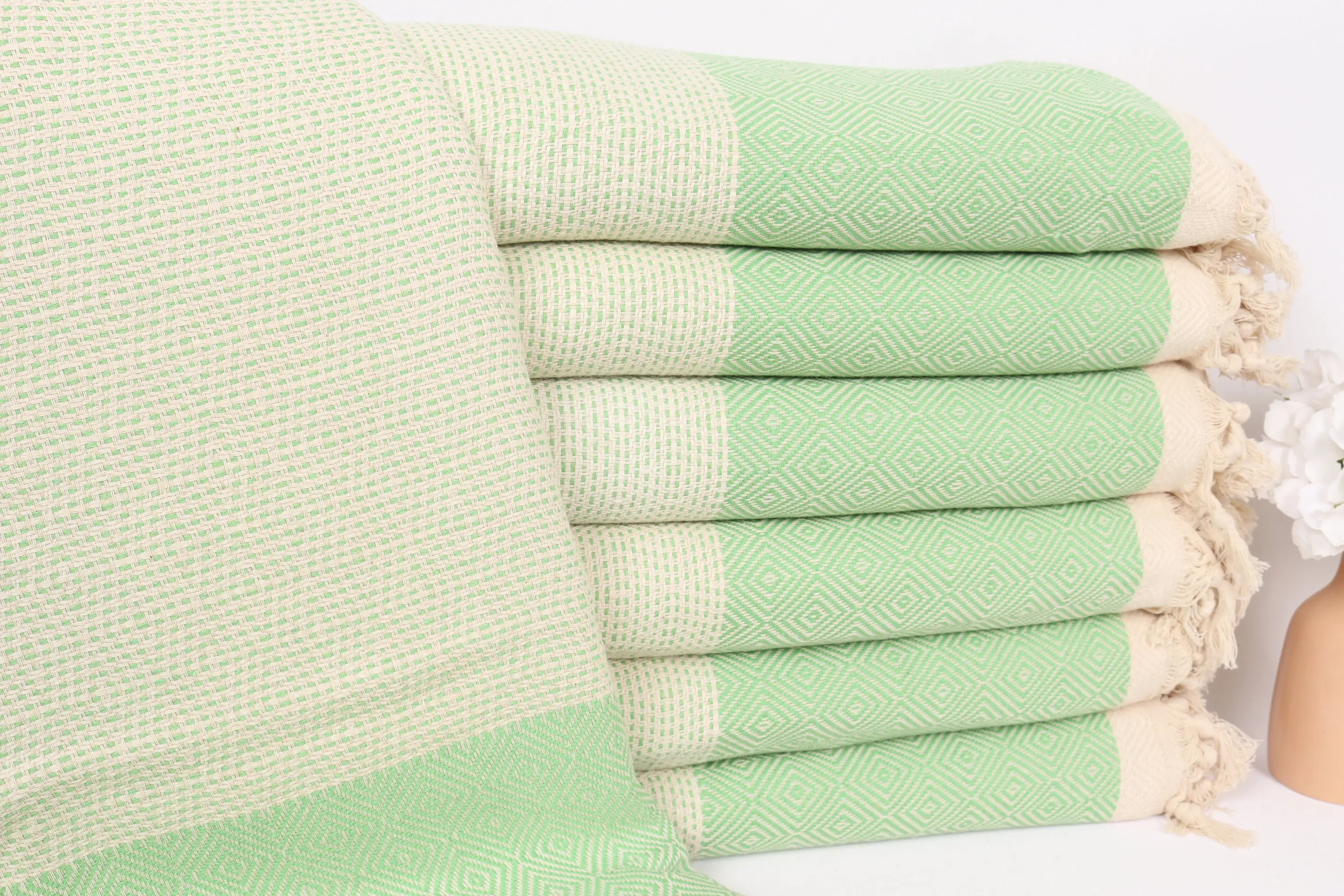 Bridal Shower Gift Monogram Apple Green Cotton Blanket 79x103 Inches - 1