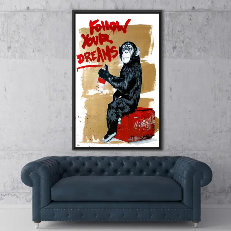Elegant Banksy Monkey Graffiti Dreams Printed Canvas Art