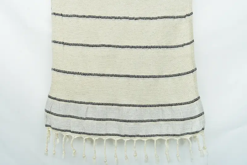Organik çay havlu, özel hediye, özel el havlu, eve taşınma hediyesi, 40x20 keten çizgili havlu, monogramlı el havlu, küçük banyo havlu - 8