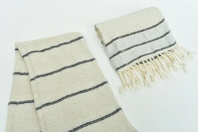 Organik çay havlu, özel hediye, özel el havlu, eve taşınma hediyesi, 40x20 keten çizgili havlu, monogramlı el havlu, küçük banyo havlu - 7