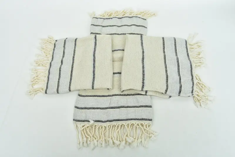 Organik çay havlu, özel hediye, özel el havlu, eve taşınma hediyesi, 40x20 keten çizgili havlu, monogramlı el havlu, küçük banyo havlu - 6