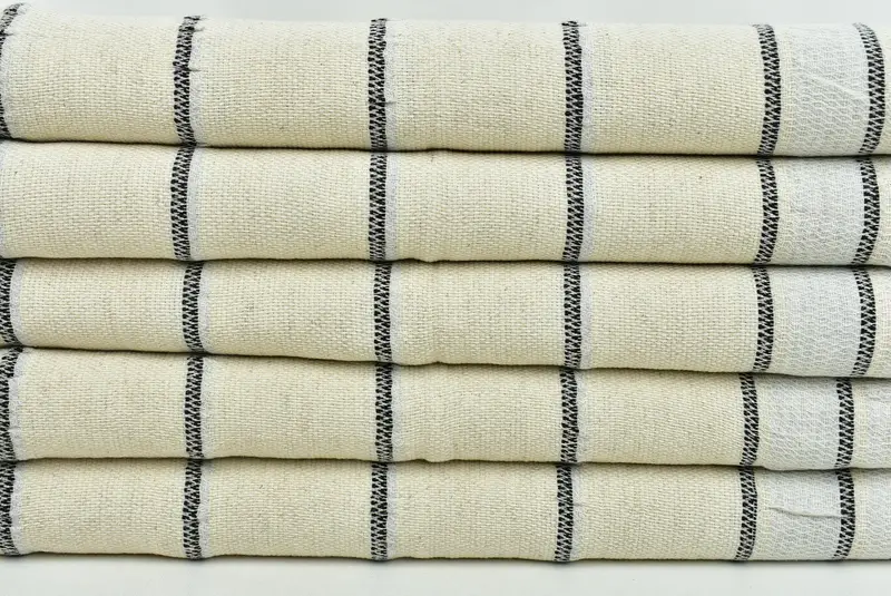 Organik çay havlu, özel hediye, özel el havlu, eve taşınma hediyesi, 40x20 keten çizgili havlu, monogramlı el havlu, küçük banyo havlu - 2