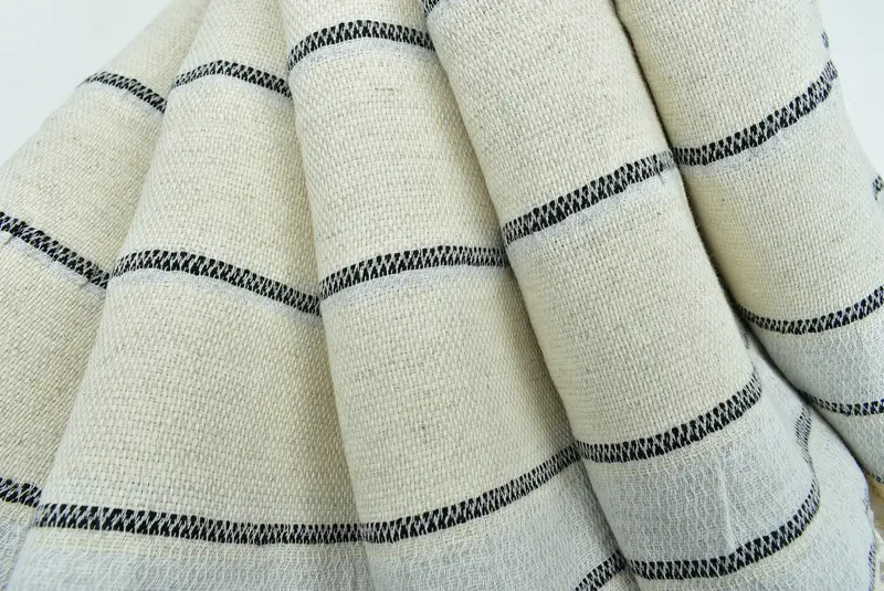 Organik çay havlu, özel hediye, özel el havlu, eve taşınma hediyesi, 40x20 keten çizgili havlu, monogramlı el havlu, küçük banyo havlu - 5