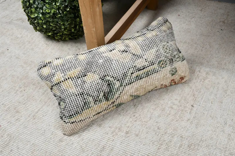 Kilim Pillow, 8x16 Gray Pillow Sham, Turkish Rugs Cushion Cover, Home Decor Pillow, Antique Pillows, Pattern Throw Cushion Case, Pillow - 7