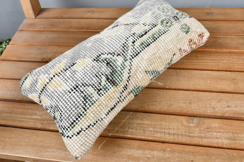 Kilim Pillow, 8x16 Gray Pillow Sham, Turkish Rugs Cushion Cover, Home Decor Pillow, Antique Pillows, Pattern Throw Cushion Case, Pillow - 2