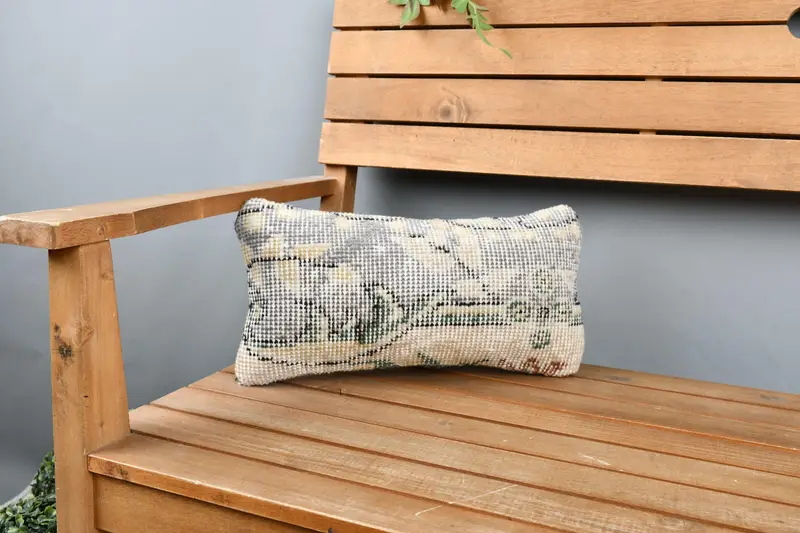 Kilim Pillow, 8x16 Gray Pillow Sham, Turkish Rugs Cushion Cover, Home Decor Pillow, Antique Pillows, Pattern Throw Cushion Case, Pillow - 1