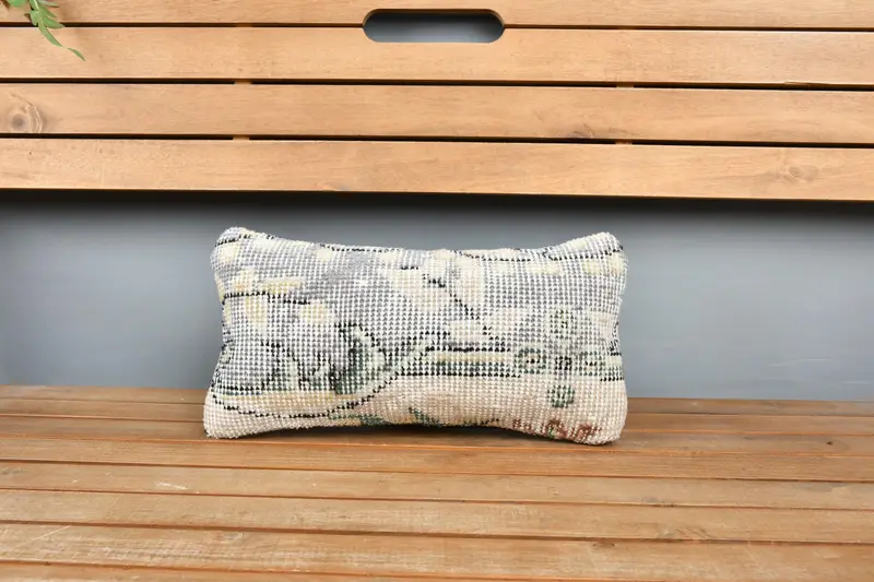 Kilim Pillow, 8x16 Gray Pillow Sham, Turkish Rugs Cushion Cover, Home Decor Pillow, Antique Pillows, Pattern Throw Cushion Case, Pillow - 6