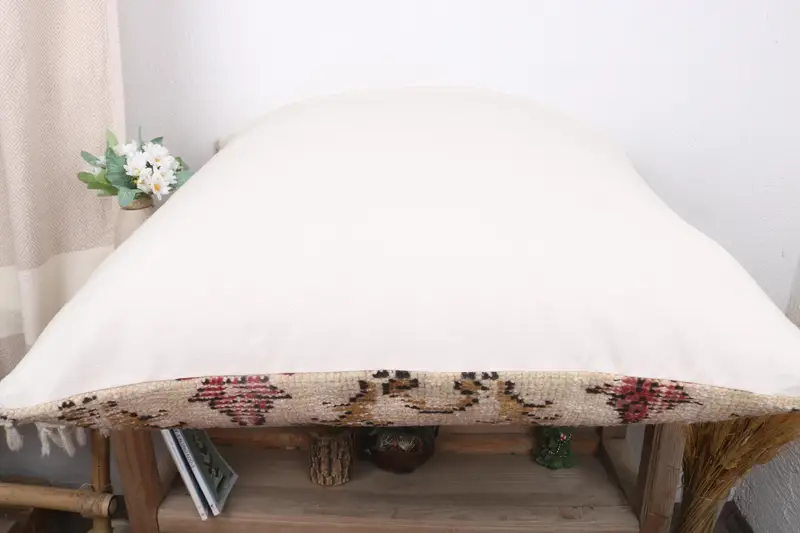Pillow for Sofa, Handmade Rug Seat Cushion Cover, Turkish Kilim Pillow, Knitted Pillow, 28x28 White Cushion, Pillow Case, Kilim Pillow Cover - 7