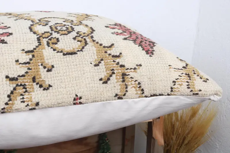 Pillow for Sofa, Handmade Rug Seat Cushion Cover, Turkish Kilim Pillow, Knitted Pillow, 28x28 White Cushion, Pillow Case, Kilim Pillow Cover - 6
