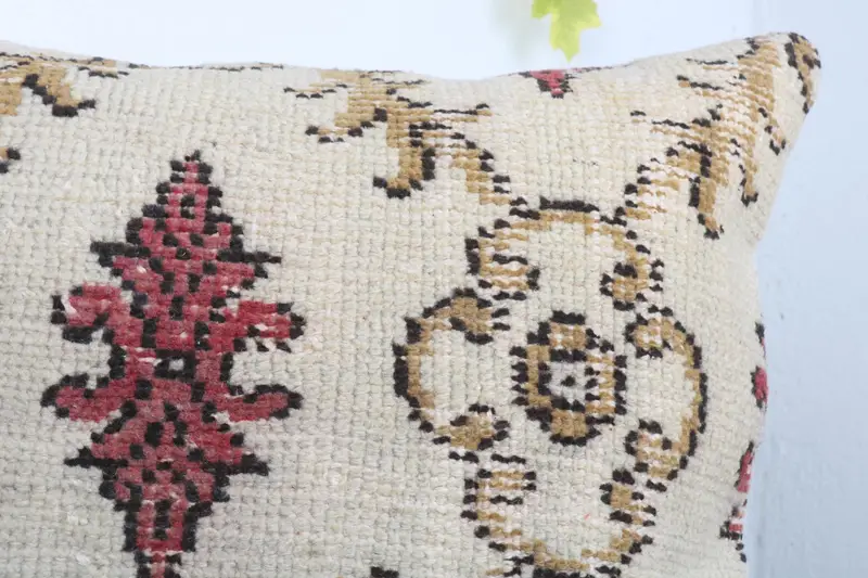Pillow for Sofa, Handmade Rug Seat Cushion Cover, Turkish Kilim Pillow, Knitted Pillow, 28x28 White Cushion, Pillow Case, Kilim Pillow Cover - 5