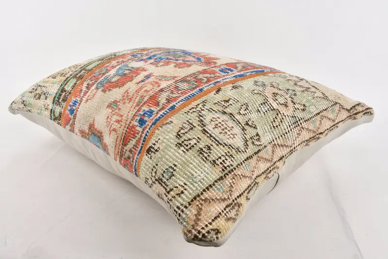 Kilim Cushion Sham, Boho Pillow Sham Cover, Oriental Cushion, Pillow, 20x28 Blue Pillow Case, Bench Pillow Cover, Vintage Pillow - 6