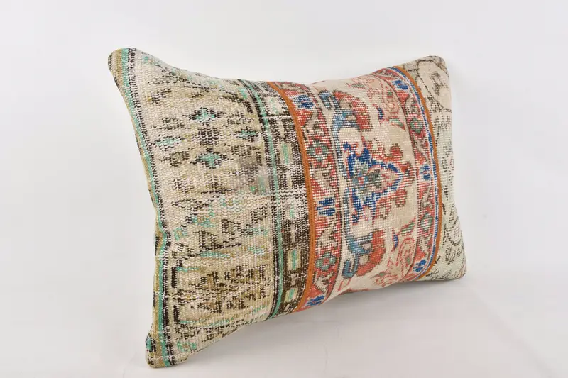 Kilim Cushion Sham, Boho Pillow Sham Cover, Oriental Cushion, Pillow, 20x28 Blue Pillow Case, Bench Pillow Cover, Vintage Pillow - 3