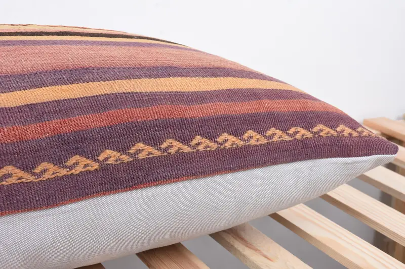 Turkish Bench Pillow Sham, Pillow Sham, Handmade Throw Cushion Cover, 16x36 Red Cushion, Boho Pillow, Vintage Pillow, Kilim Cushion Sham - 7