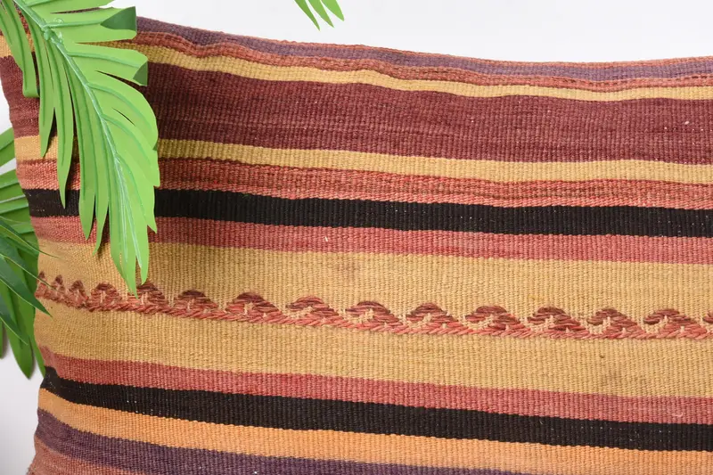 Turkish Bench Pillow Sham, Pillow Sham, Handmade Throw Cushion Cover, 16x36 Red Cushion, Boho Pillow, Vintage Pillow, Kilim Cushion Sham - 2