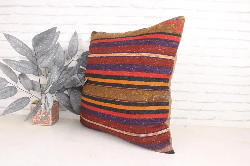 Cushion, Kilim Pillow, Boho Pillow, 24x24 White Cushion Cover, Antique Pillows, One Of A Kind Cushion Cover, Sustainable Pillow Case - 4