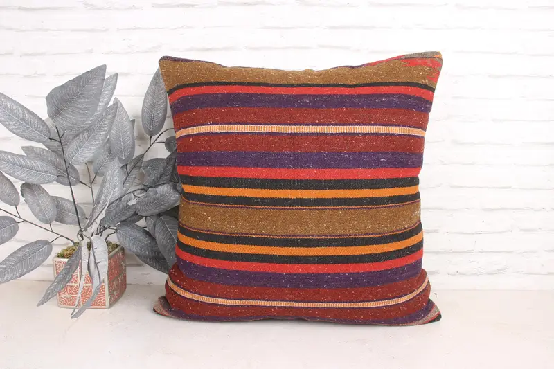 Cushion, Kilim Pillow, Boho Pillow, 24x24 White Cushion Cover, Antique Pillows, One Of A Kind Cushion Cover, Sustainable Pillow Case - 1