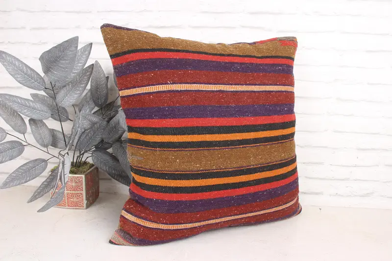 Cushion, Kilim Pillow, Boho Pillow, 24x24 White Cushion Cover, Antique Pillows, One Of A Kind Cushion Cover, Sustainable Pillow Case - 3