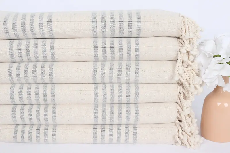 Embroidered Towel, Valentines Day Gift Idea, Sand-resistant Turkish towel for the beach, Personalized Gifts, Fouta towel, 70x40 Linen Striped Towel - 3