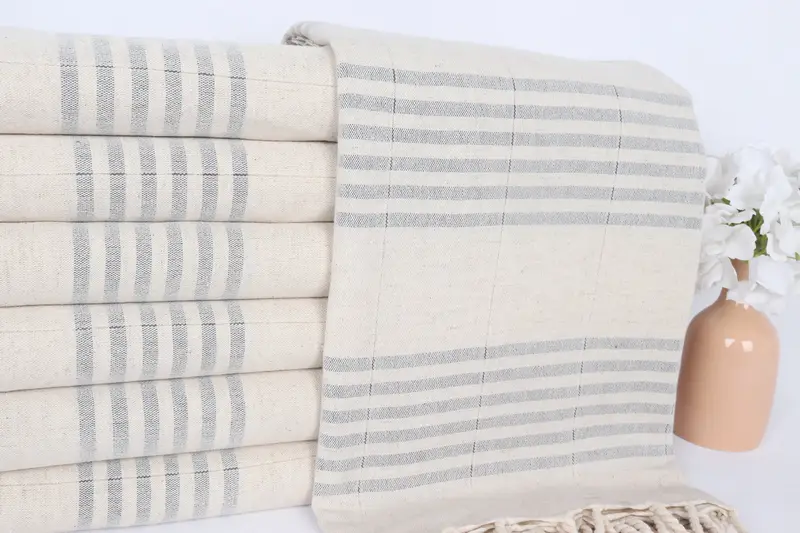 Embroidered Towel, Valentines Day Gift Idea, Sand-resistant Turkish towel for the beach, Personalized Gifts, Fouta towel, 70x40 Linen Striped Towel - 2