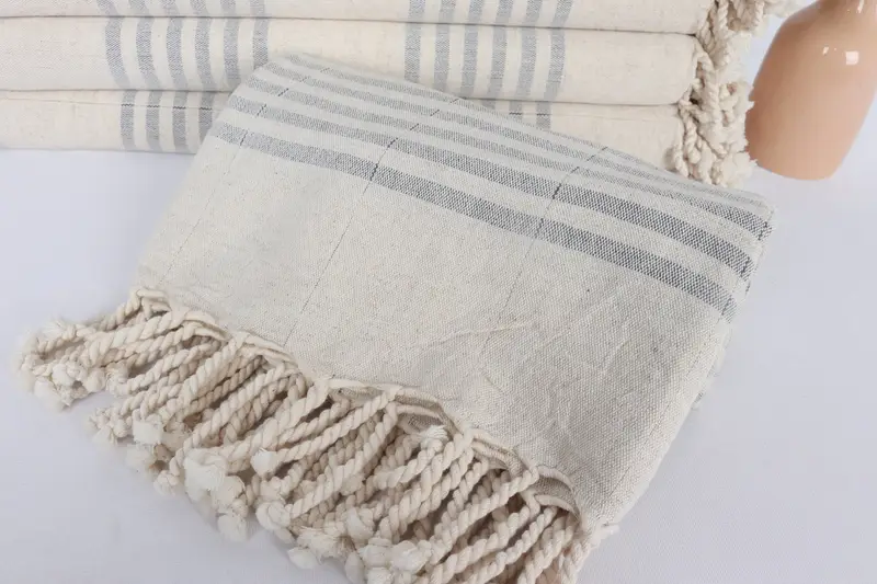 Embroidered Towel, Valentines Day Gift Idea, Sand-resistant Turkish towel for the beach, Personalized Gifts, Fouta towel, 70x40 Linen Striped Towel - 4
