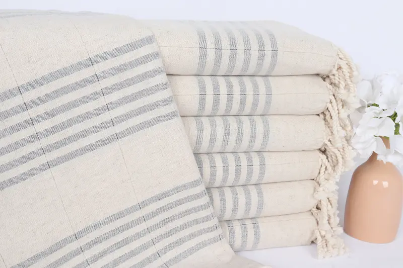Embroidered Towel, Valentines Day Gift Idea, Sand-resistant Turkish towel for the beach, Personalized Gifts, Fouta towel, 70x40 Linen Striped Towel - 1