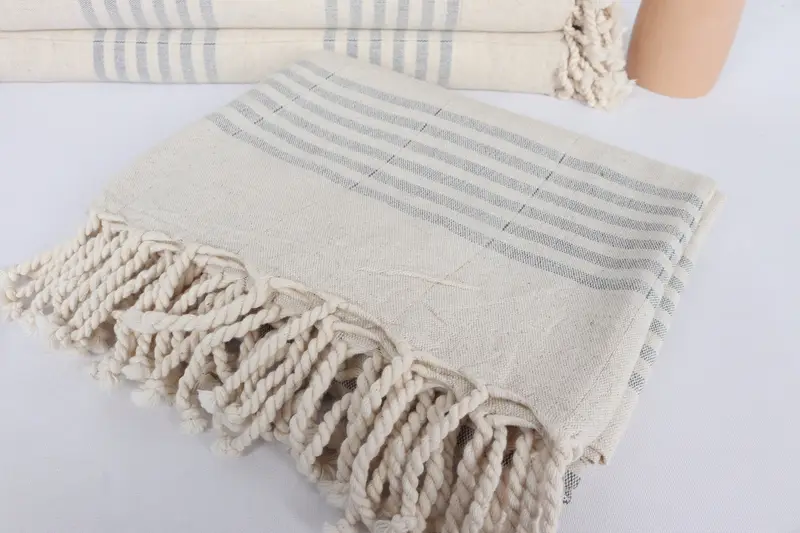 Embroidered Towel, Valentines Day Gift Idea, Sand-resistant Turkish towel for the beach, Personalized Gifts, Fouta towel, 70x40 Linen Striped Towel - 5