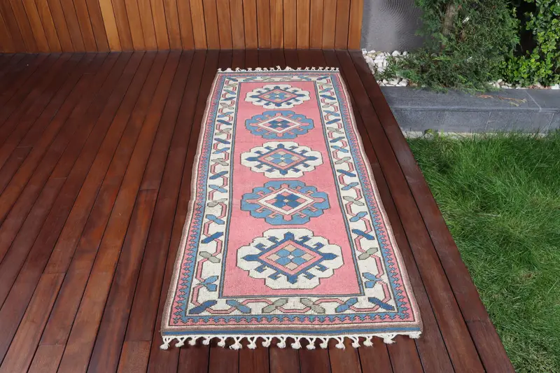 2.8x6.7 ft Oushak Türk Halısı, Kırmızı İkat Vintage Halı Yün - 1