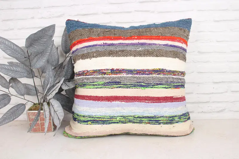Cozy Throw Cushion Cover, Handmade Kilim Cushion, Accent Pillow Case, Pillow Case, Kilim Pillow Cover, 24x24 Red Pillow Case, Boho Pillow Sham Cover - 1