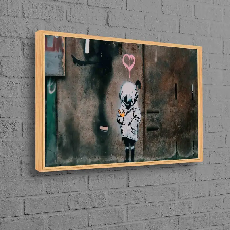 Artistic Canvas: Banksy Graffiti Girl & Space Astronaut