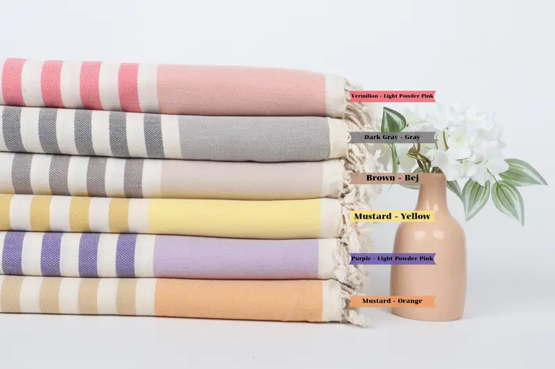 Christmas Gift, Custom Gift, Lightweight Turkish towel, Quick-dry peshtemal, Sand-resistant Turkish towel for the beach, 70x40 Cotton Striped Towel - 1