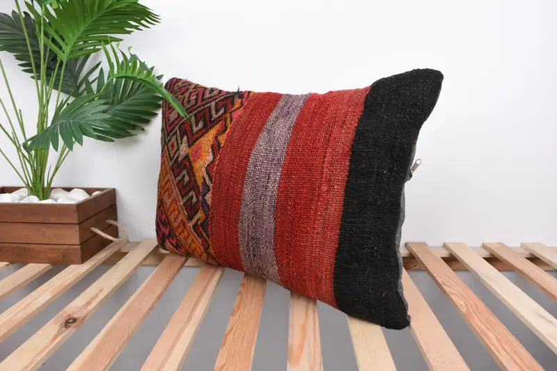 16x24 Red Pillow Sham, Pillow for Sofa, Pillow for Couch, Chair Pillow Cover, Handmade Rug Seat Pillow, Boho Pillow Sham Cover, Pillow Cover - 5