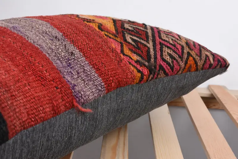 16x24 Red Pillow Sham, Pillow for Sofa, Pillow for Couch, Chair Pillow Cover, Handmade Rug Seat Pillow, Boho Pillow Sham Cover, Pillow Cover - 7