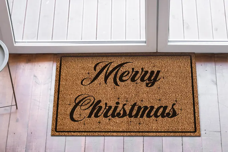 エレガントなプリントラグ：メリークリスマスホームギフト玄関マット