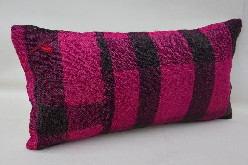 Turkish Kilim Pillow, Pillow for Sofa, Kilim Pillow Cover, Cushion, 8x16 Pink Cushion Case, Ethnic Throw Cushion Cover, Pattern Throw Cushion Cover - 2
