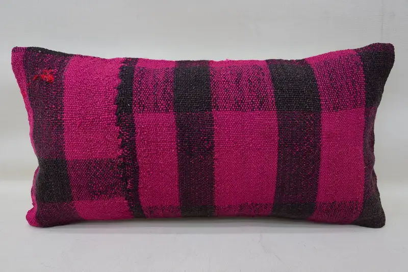 Turkish Kilim Pillow, Pillow for Sofa, Kilim Pillow Cover, Cushion, 8x16 Pink Cushion Case, Ethnic Throw Cushion Cover, Pattern Throw Cushion Cover - 1