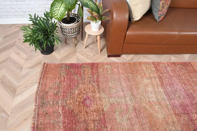 Vintage 3x9.1 ft Halı, Türk Yolluk Halısı, Kırmızı İkat Halı - 1