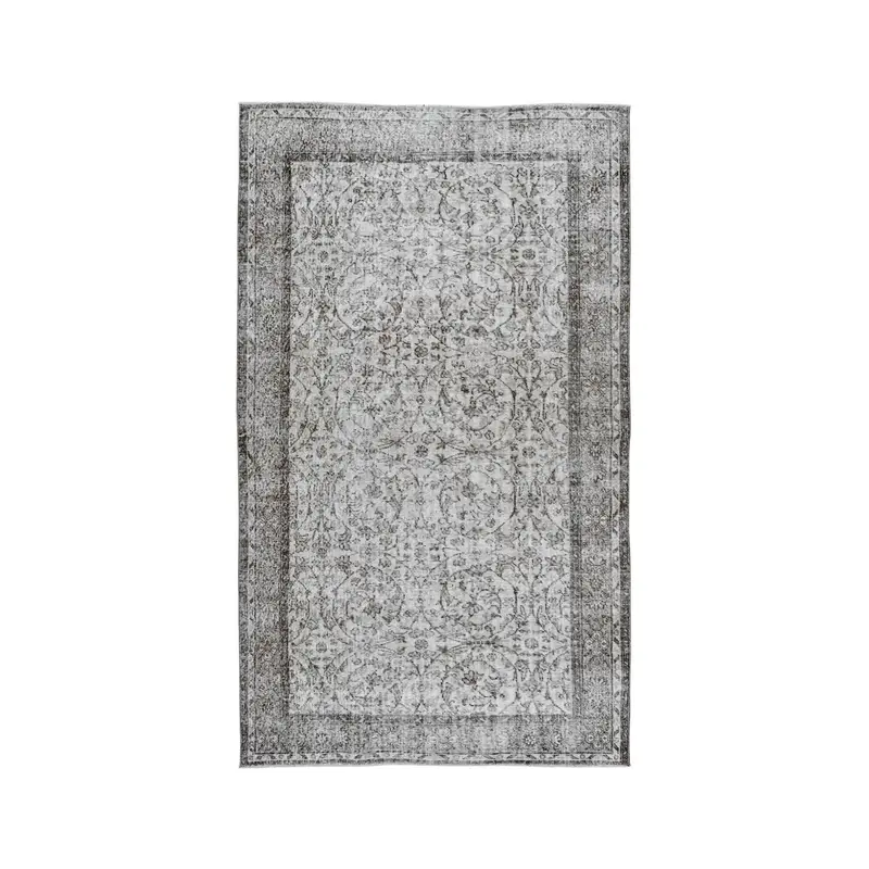5.3x9.2 ft Turkish Rug, Vintage Large Rug, Gray White Southwestern Rug - 1