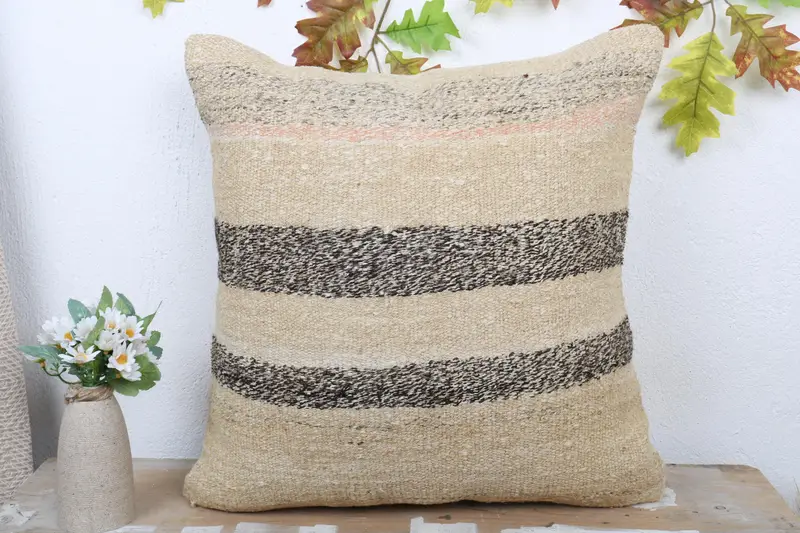 Interior Designer Pillow, 20x20 Beige Pillow, Throw Kilim Pillow, Pillow, Kilim Cushion Sham, Bohemian Cushion Pillow - 2