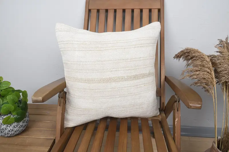One Of A Kind Cushion, Kilim Pillow Cover, Couch Cushion Case, Gift Pillow, Pillow for Sofa, 20x20 Beige Pillow Case, Pillow Sham - 1