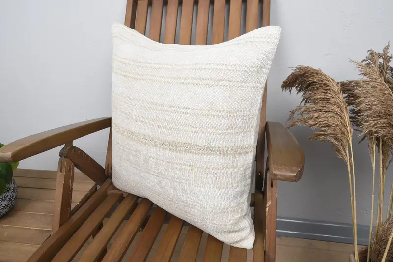 One Of A Kind Cushion, Kilim Pillow Cover, Couch Cushion Case, Gift Pillow, Pillow for Sofa, 20x20 Beige Pillow Case, Pillow Sham - 3