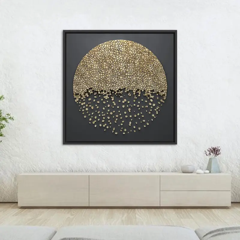 ゴールデンラグジュアリーブラックファッションキャンバスプリント - エレガントなウォールアート