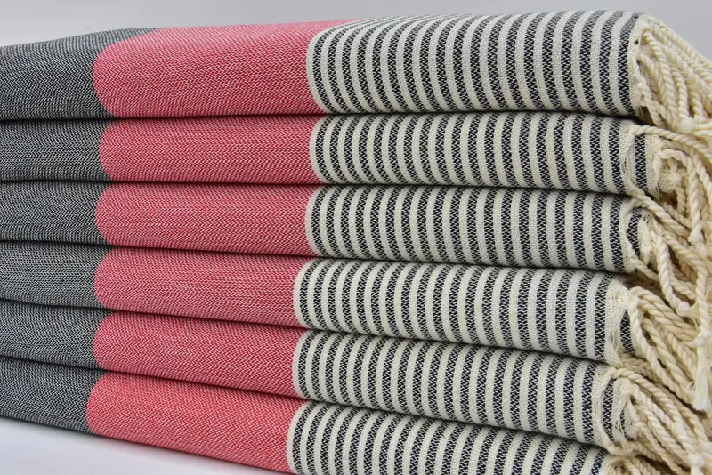 Luxury Turkish beach towel with fringe, Personalized Gift, Organic Turkish towel, Family Gift, 68x40 Cotton Striped Towel, Sand-resistant towel - 3