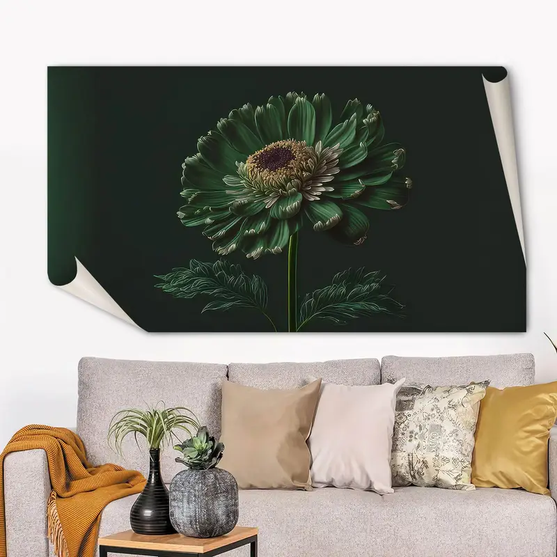 豪華なモダンな花柄キャンバス: エレガントなグリーン & セイジーフラワープリント