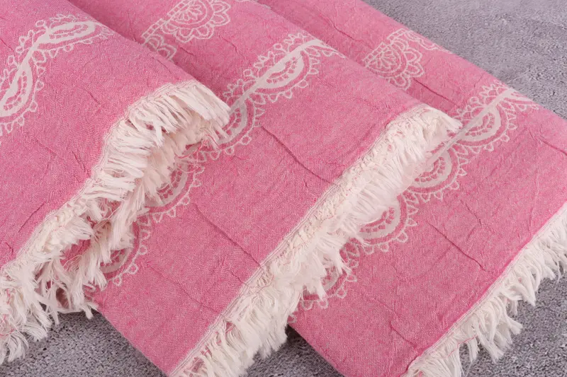 Customized Turkish Blanket, Christmas Gift Blanket, 88x80 Cotton Kilim Design Towel, Throw Blanket Couch, Bachelorette Gifts, Boho Throw Blankets - 5