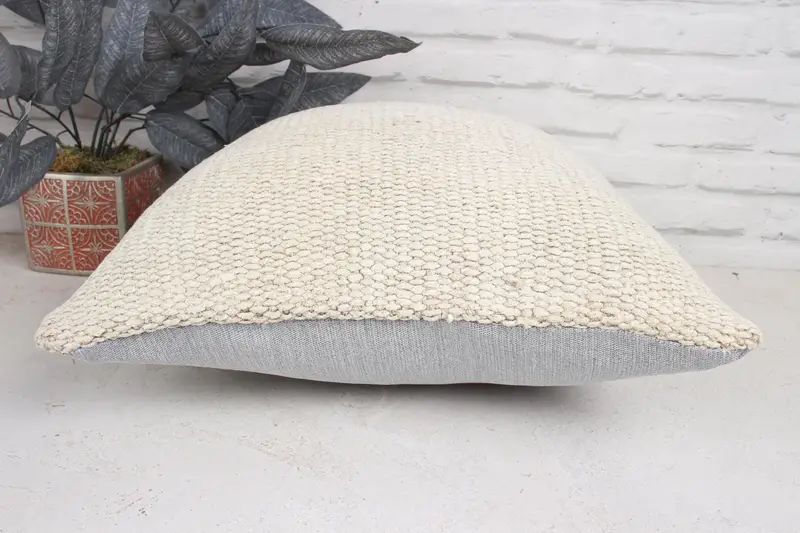 Turkish Kilim Pillow, Square Throw Pillow, Cushion Case, 18x18 White Cushion Cover, Oriental Pillow Cover, Handmade Kilim Cushion, Kilim Pillow - 5