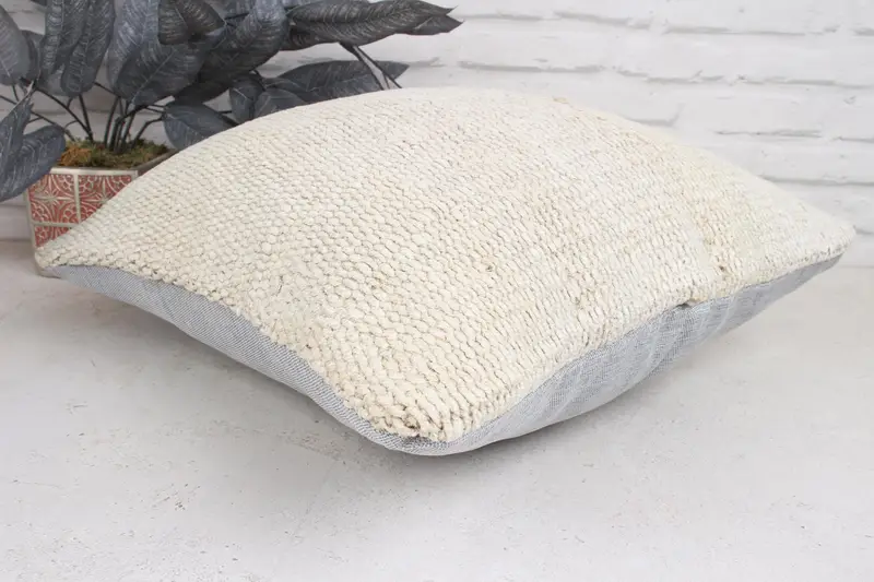 Turkish Kilim Pillow, Square Throw Pillow, Cushion Case, 18x18 White Cushion Cover, Oriental Pillow Cover, Handmade Kilim Cushion, Kilim Pillow - 6