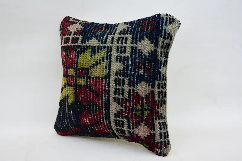 12x12 Blue Pillow Case, Boho Throw Cushion Cover, Home Decor Pillow, Indoor Pillow Sham, Cushion Cover, Pillow for Sofa, Antique Pillows - 3