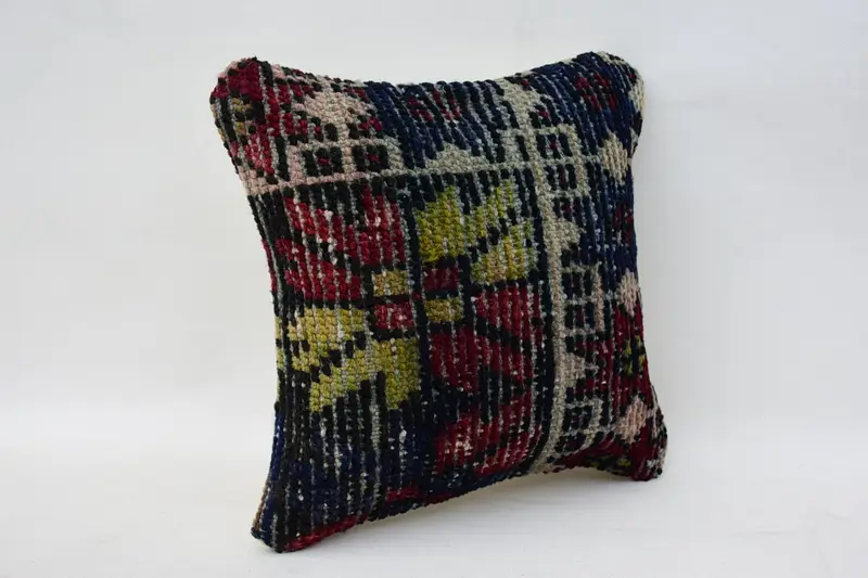 12x12 Blue Pillow Case, Boho Throw Cushion Cover, Home Decor Pillow, Indoor Pillow Sham, Cushion Cover, Pillow for Sofa, Antique Pillows - 2