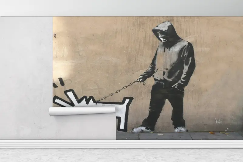 Banksy Barking Dog, Banksy Dog Mural, Abstract Wall Print, Dog Graffiti Wall Print, Painting Mural, Banksy Wall Art, - 6