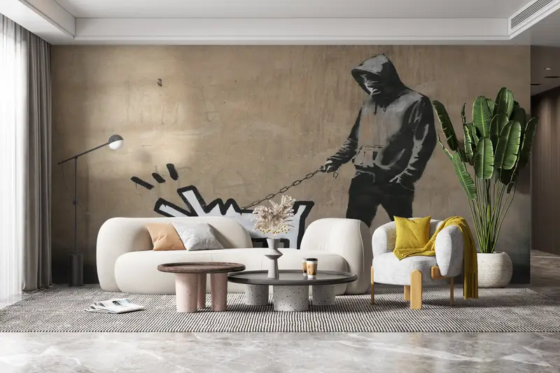 Banksy Barking Dog, Banksy Dog Mural, Abstract Wall Print, Dog Graffiti Wall Print, Painting Mural, Banksy Wall Art, - 2